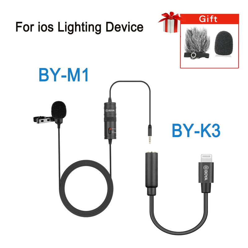 BOYA BY-M1 Condenser Lavalier Lapel Clip-on Microphone 3.5mm TRRS 6M Mic For PC iphone DSLR Camera YouTube Recording Streaming