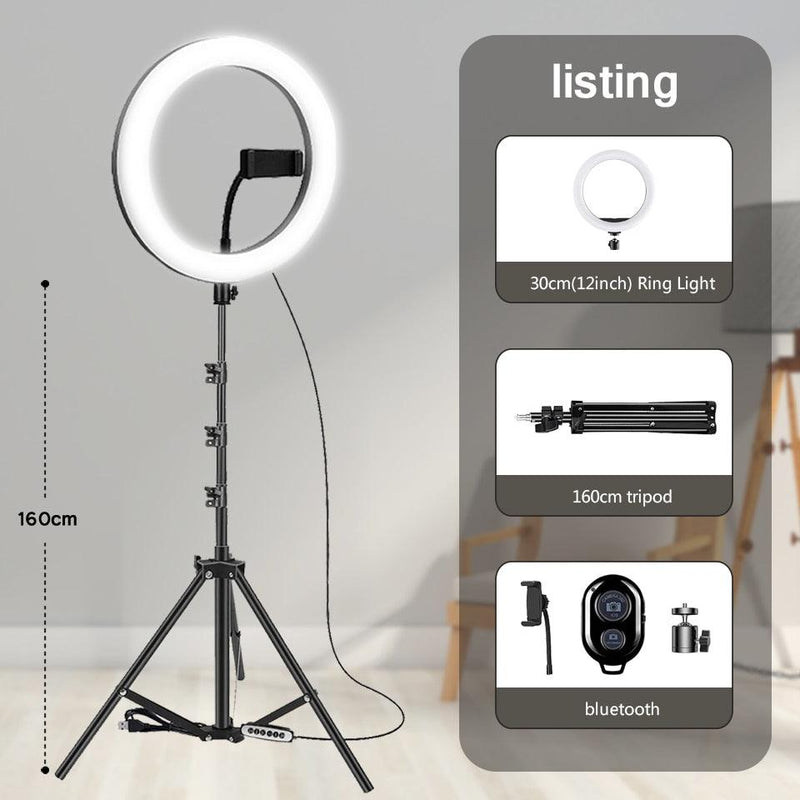 Ring Lights 30cm ou 25cm e Suportes Profissionais para Fotografia Vídeo Câmera ou Smartfone - LunoSom