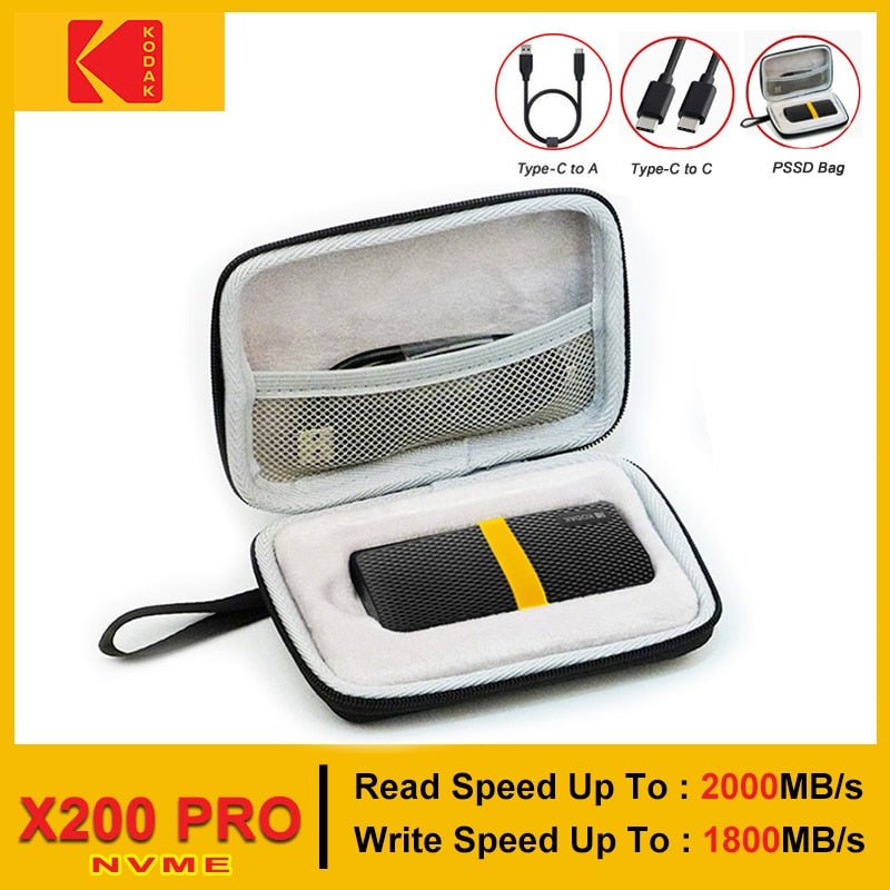 Kodak X200 Portable SSD 2TB 1TB USB 3.1 Type C External Drive Hard Disk 512GB 256GB Solid State Drive For PS4 Laptop Macbook PC